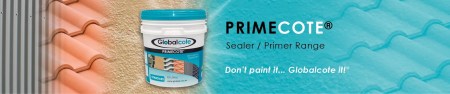 Globalcote Primecote sealer and primer range banner, showing the Standard 15L pack.
